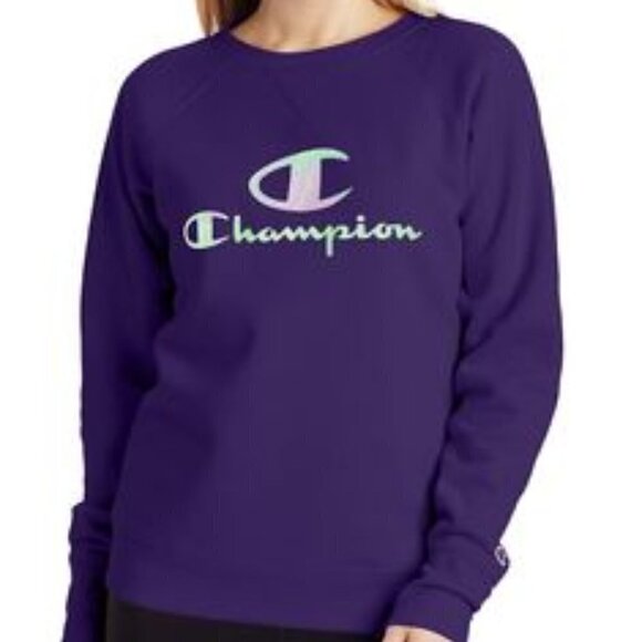 Champion Tops - Champion Womens Sweatshirt Powerblend Fleece Logo Small